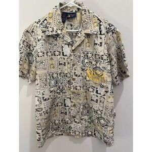 Vintage Roundy Bay Men's Medium Hawaiian Shirt Hula Dancer Print Coconut Buttons